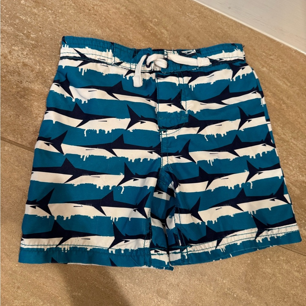 Tommy Bahama 3T boys Blue & White Shark Print Swim Trunks